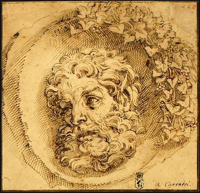 CARRACCI, Agostino Head of a Faun in a Concave (roundel) dsf oil painting picture